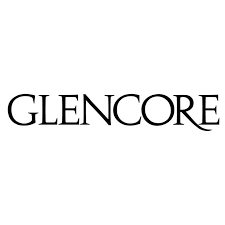 The image shows the Glencore logo, featuring the word GLENCORE in all capital letters with a classic, serif font in black on a white background.